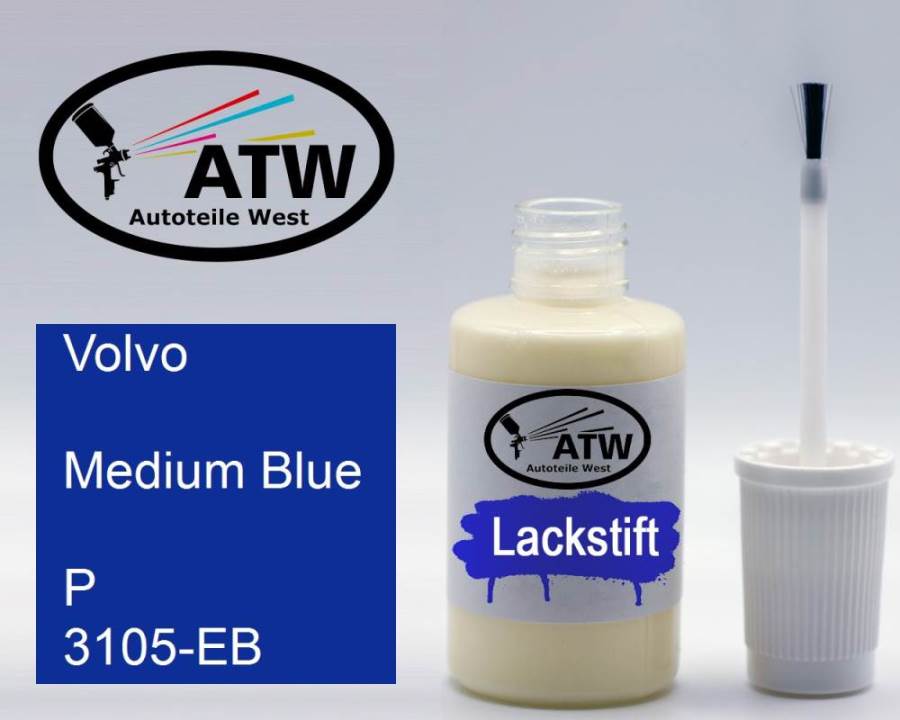 Volvo, Medium Blue, P 3105-EB: 20ml Lackstift, von ATW Autoteile West.